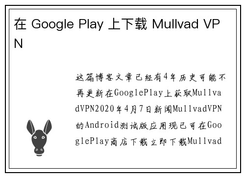 在 Google Play 上下载 Mullvad VPN 